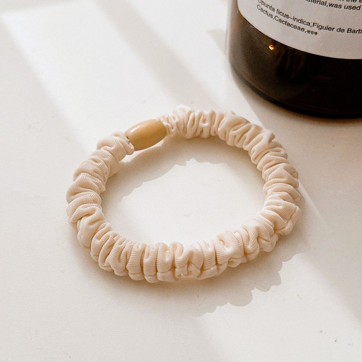 #N/A - 簡約風 精緻百搭高彈力髮圈 × 2條 (米白色)