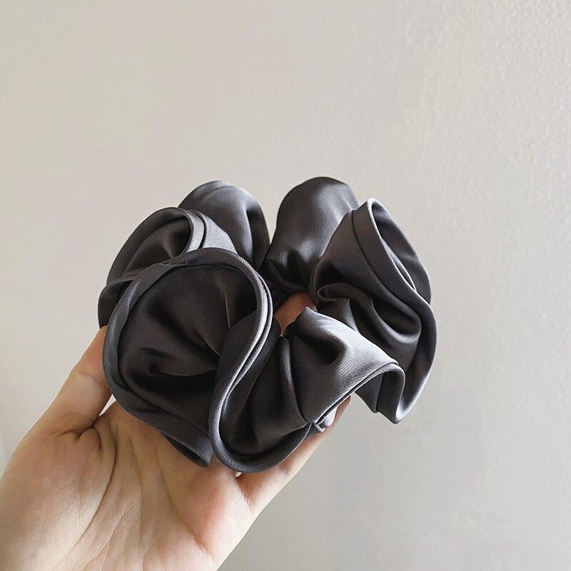 #N/A - 簡約風 花苞綢緞面髮圈 (灰色)