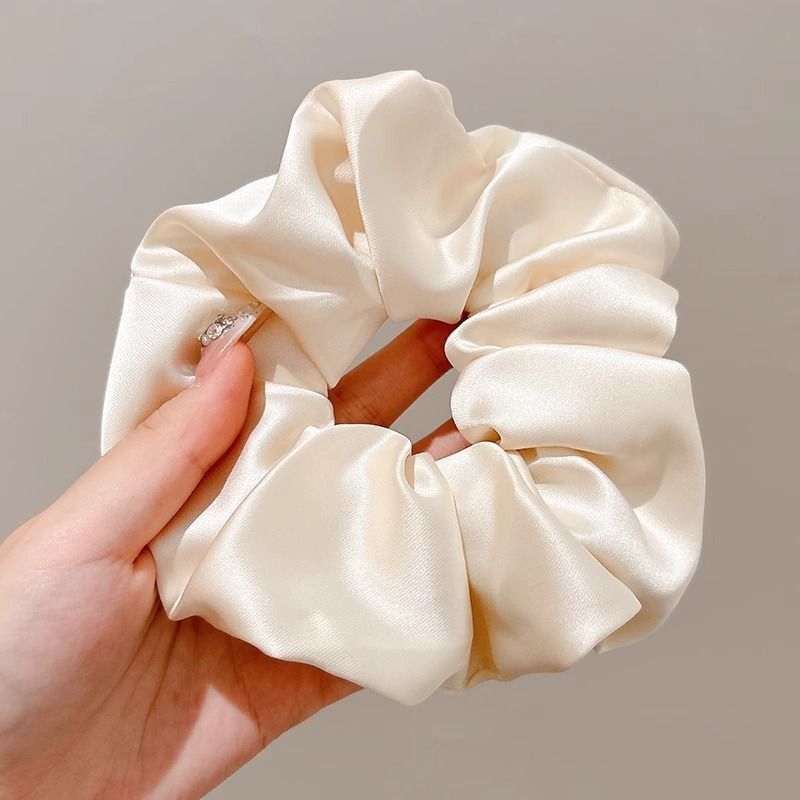 #N/A - 簡約風 花苞綢緞面髮圈 (乳白色)