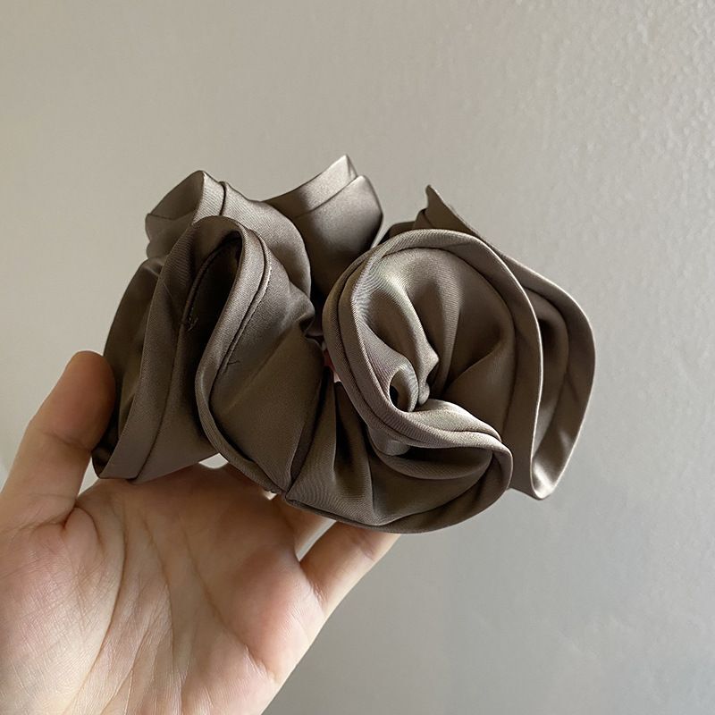 #N/A - 簡約風 花苞綢緞面髮圈 (復古棕綠)