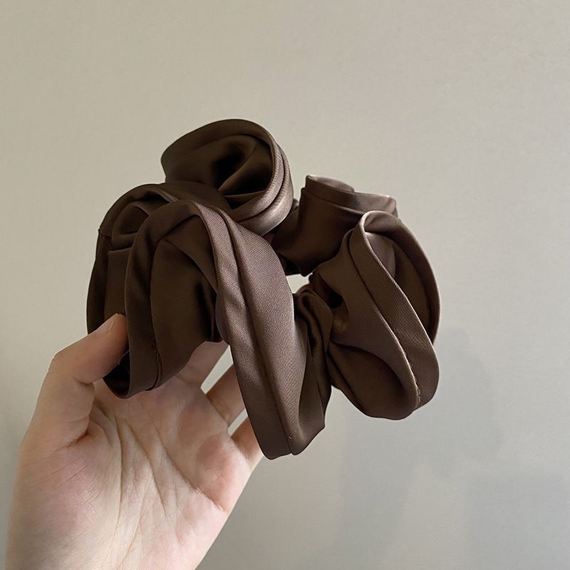 #N/A - 簡約風 花苞綢緞面髮圈 (深棕色)