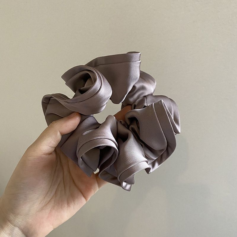 #N/A - 簡約風 花苞綢緞面髮圈 (灰紫色)