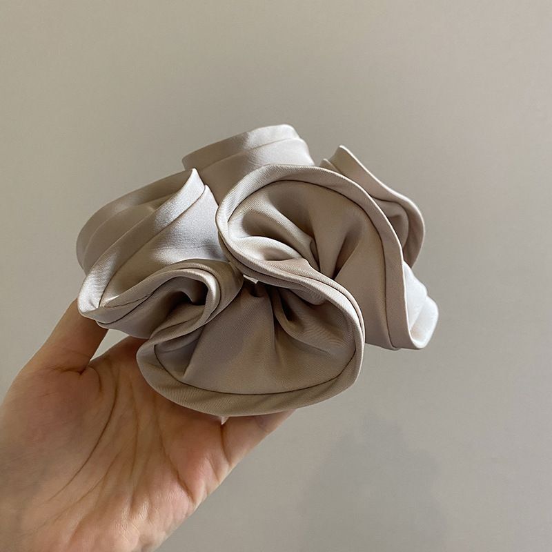 #N/A - 簡約風 花苞綢緞面髮圈 (米白色)