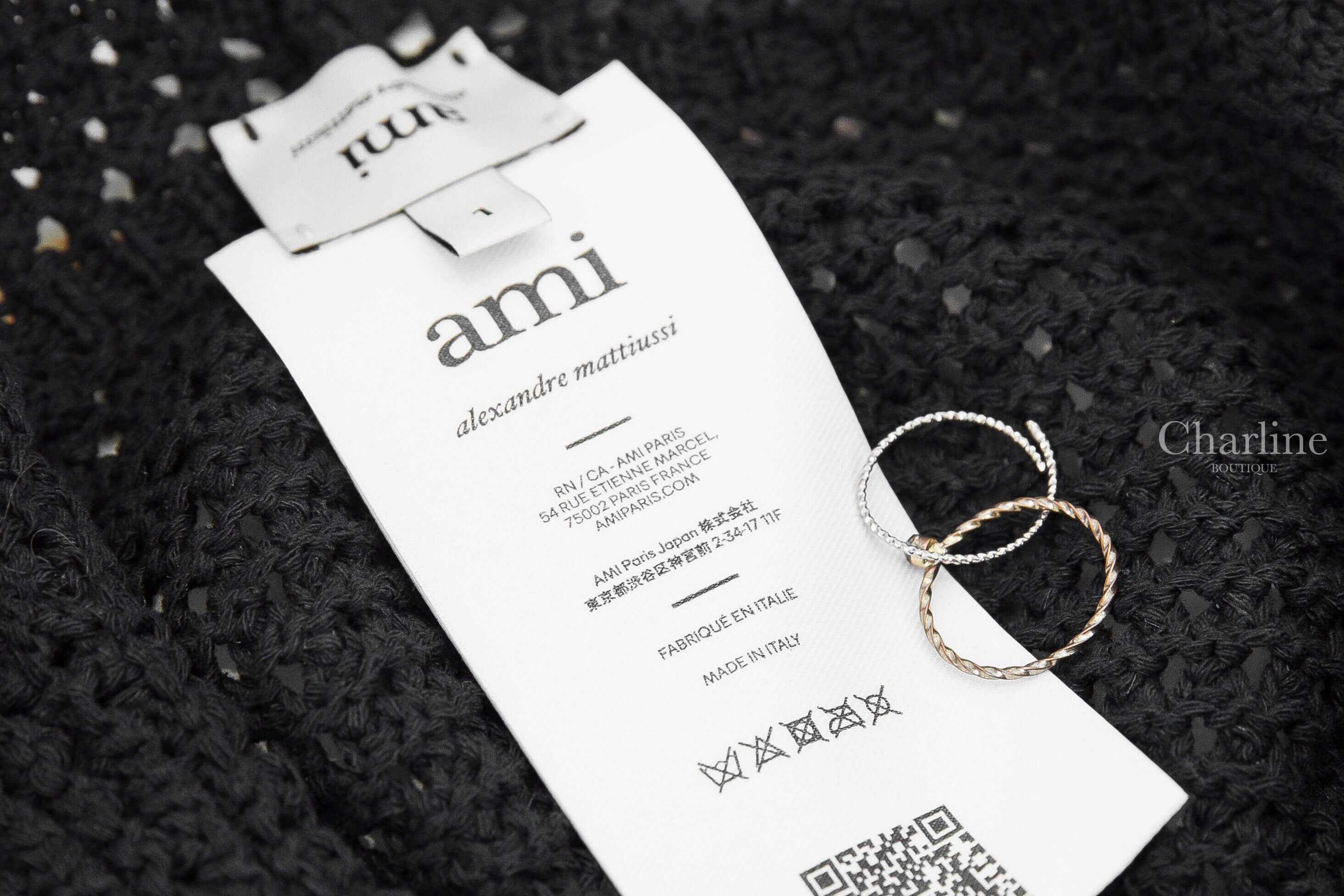 Ami Paris Black Knit Ami Patch Bucket Hat 黑色字母棉質編織鐘形漁夫帽-Charline Boutique 精品代購