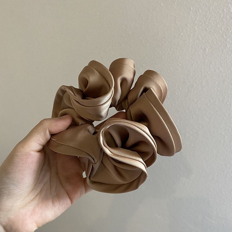 #N/A - 簡約風 花苞綢緞面髮圈 (棕色)