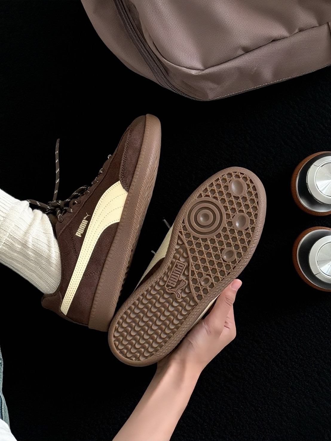 PUMA 9-T SUEDE 可可棕 線條鞋帶