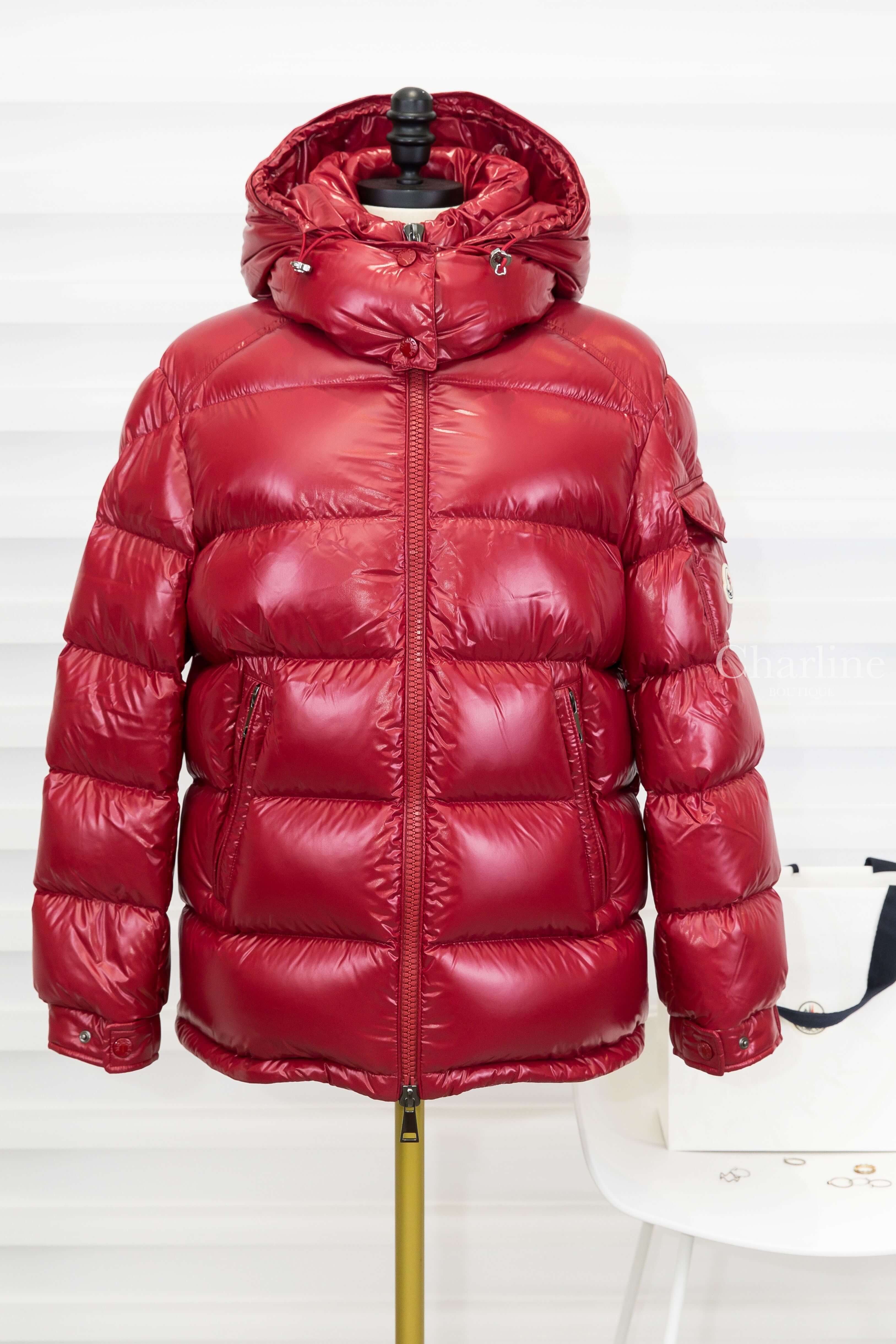 Moncler Maire Hooded Short Down Jacket 紅色連帽拉鍊口袋輕羽絨外套