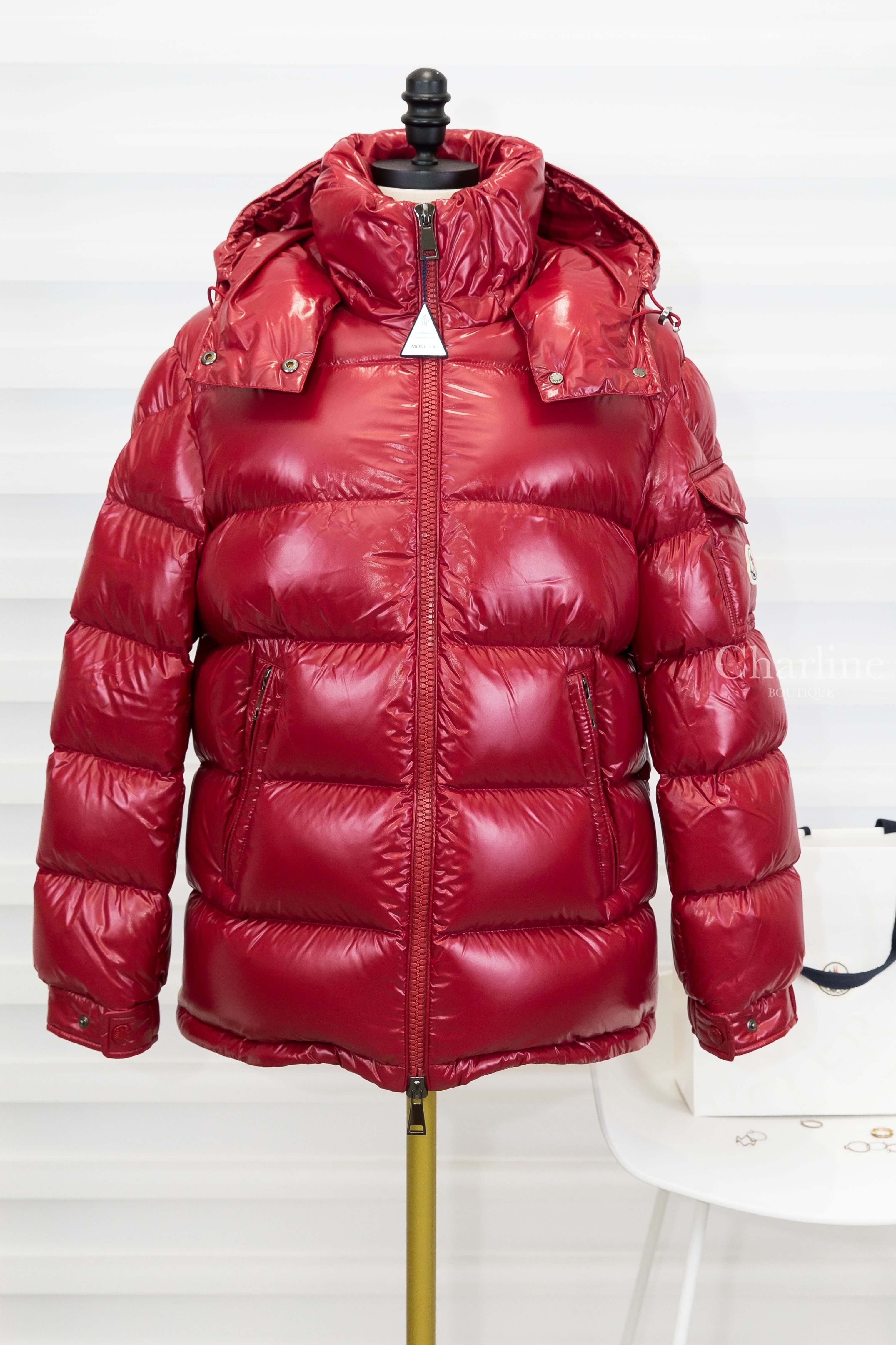 Moncler Maire Hooded Short Down Jacket 紅色連帽拉鍊口袋輕羽絨外套-Charline Boutique 精品代購
