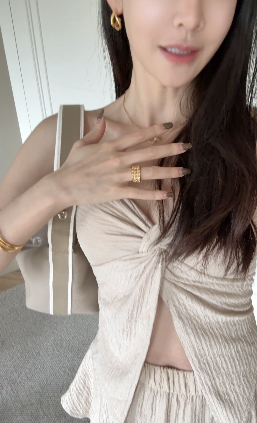 雙層紋理鑽戒指