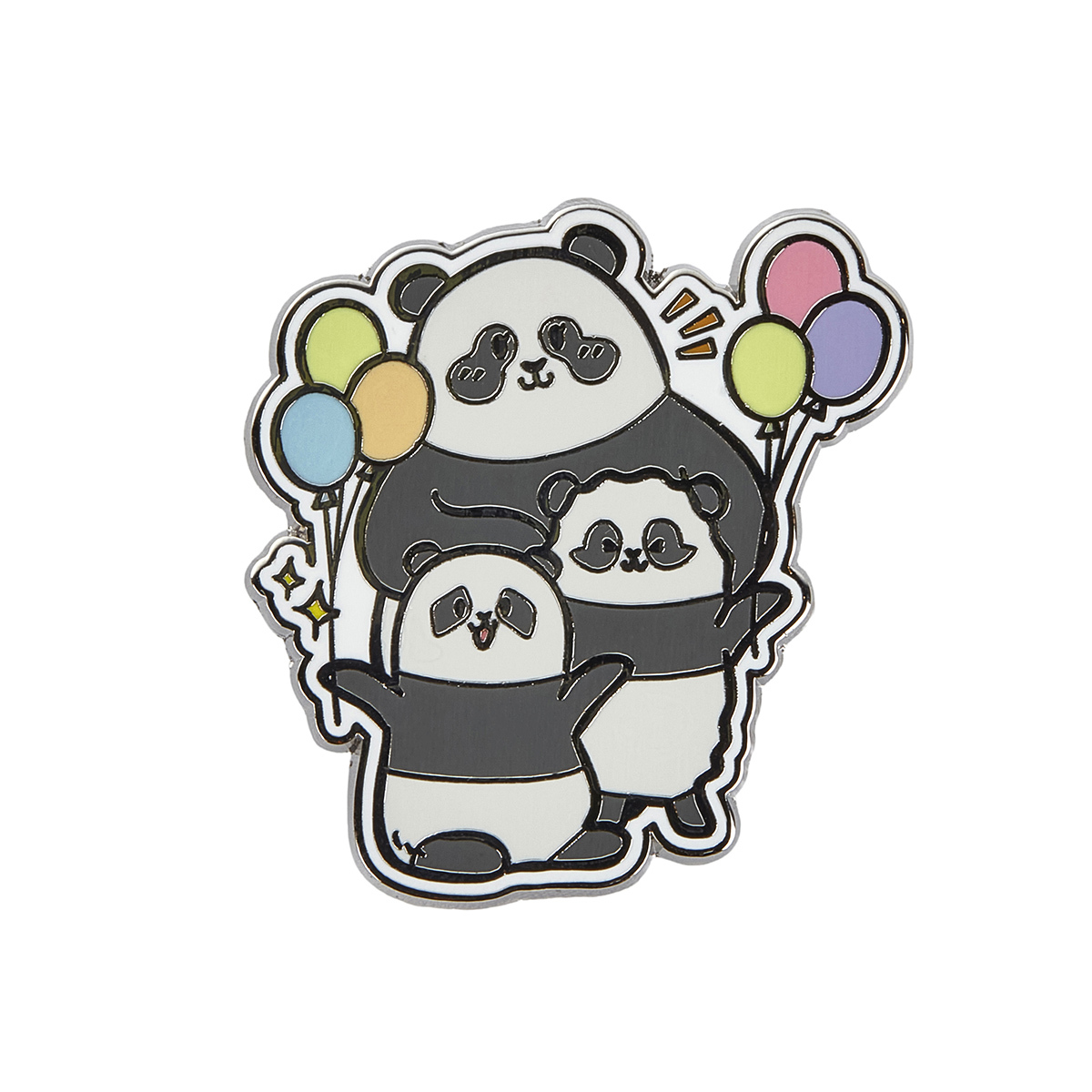 Panda Friends Ying Ying with Babies Metal Pin