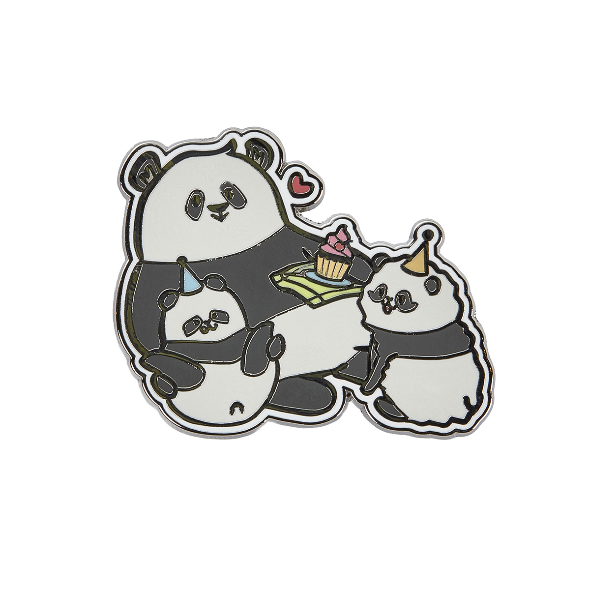 Panda Friends Le Le with Babies Metal Pin