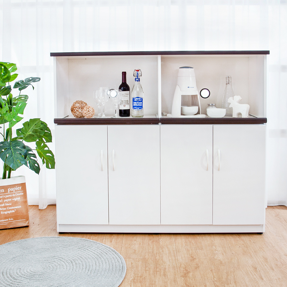 4.3尺四門二拉盤防水塑鋼電器櫃/收納餐櫃(兩色可選)