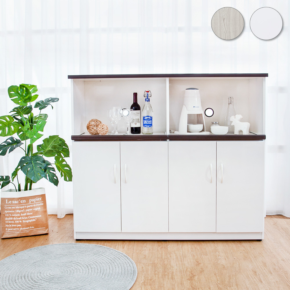 4.3尺四門二拉盤防水塑鋼電器櫃/收納餐櫃(兩色可選)