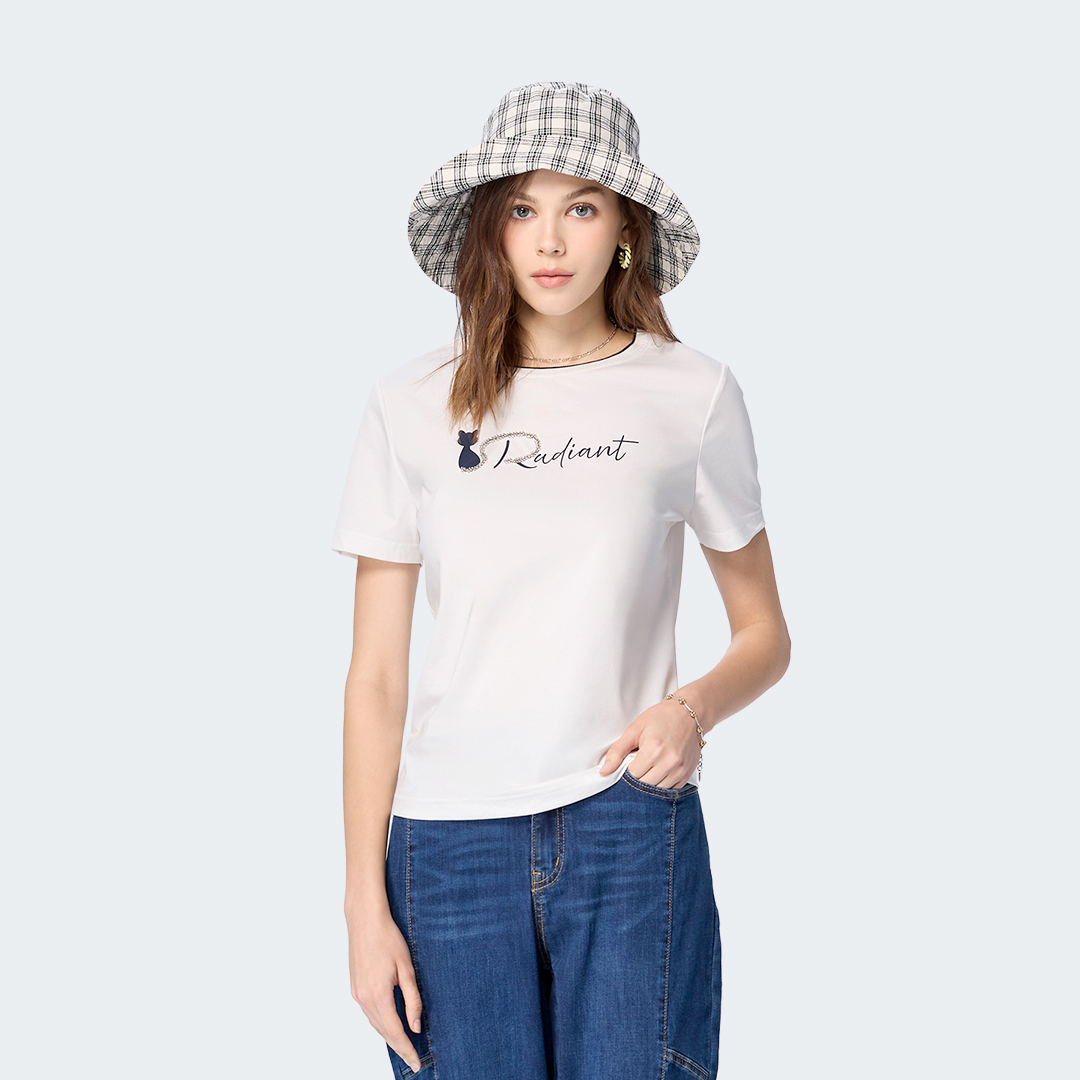 高彈性活動力剪影印花T恤