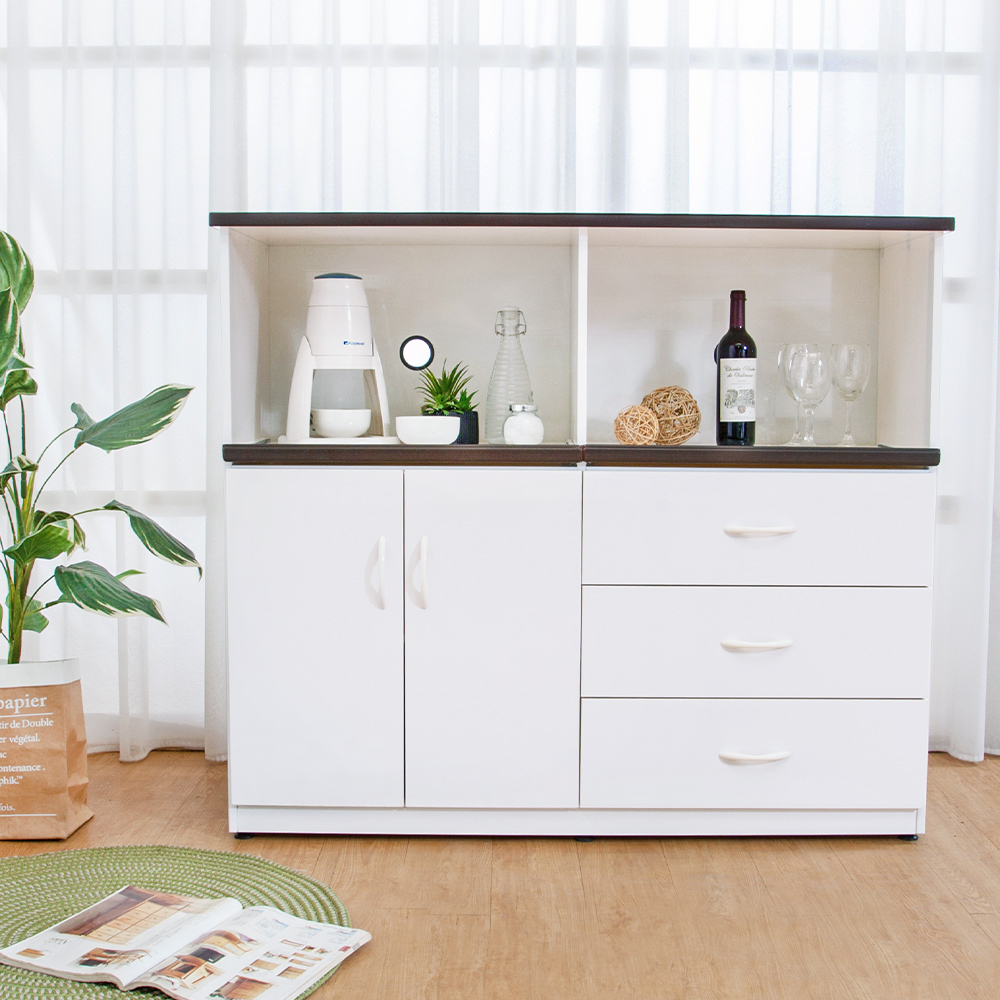 4.3尺二門三抽二拉盤防水塑鋼電器櫃/收納餐櫃(兩色可選)