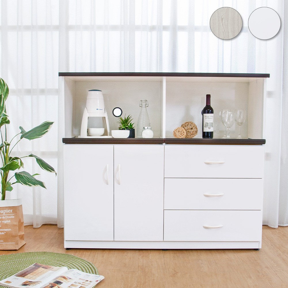 4.3尺二門三抽二拉盤防水塑鋼電器櫃/收納餐櫃(兩色可選)