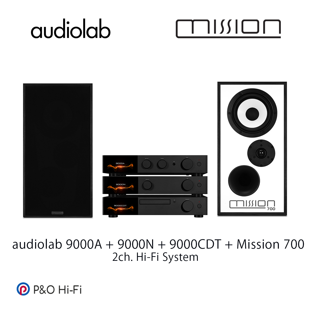 兩聲道音響系統 (audiolab 9000A + 9000N + 9000CDT(霧黑) +Mission 700 [2 Color] )