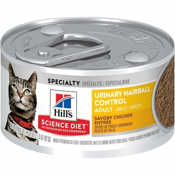 Hill's|Adult Urinary Hairball Control Savory Chicken Entrée 2.9oz|12 cans