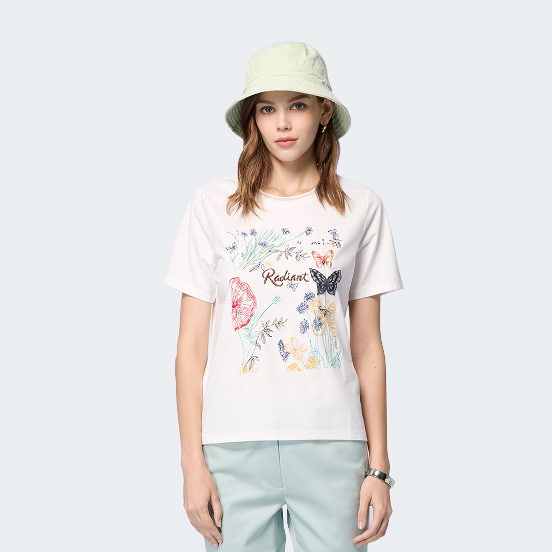高棉涼感時光花園刺繡T恤
