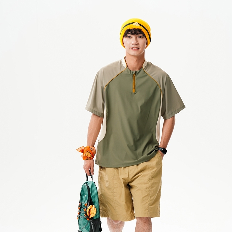 8M19 立領拉鍊造型速乾短棉TEE 兩色