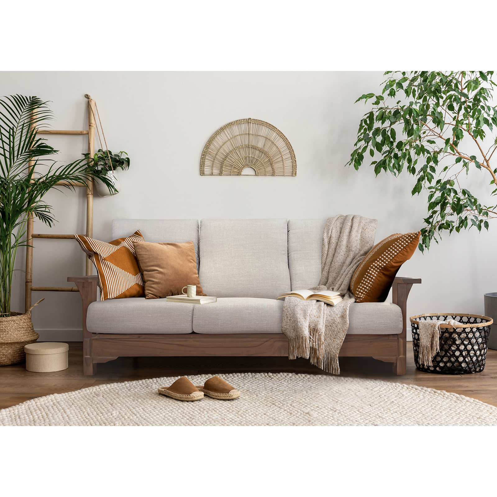 Jalen 美胡色實木沙發 - 米白色〔SF9227SW〕