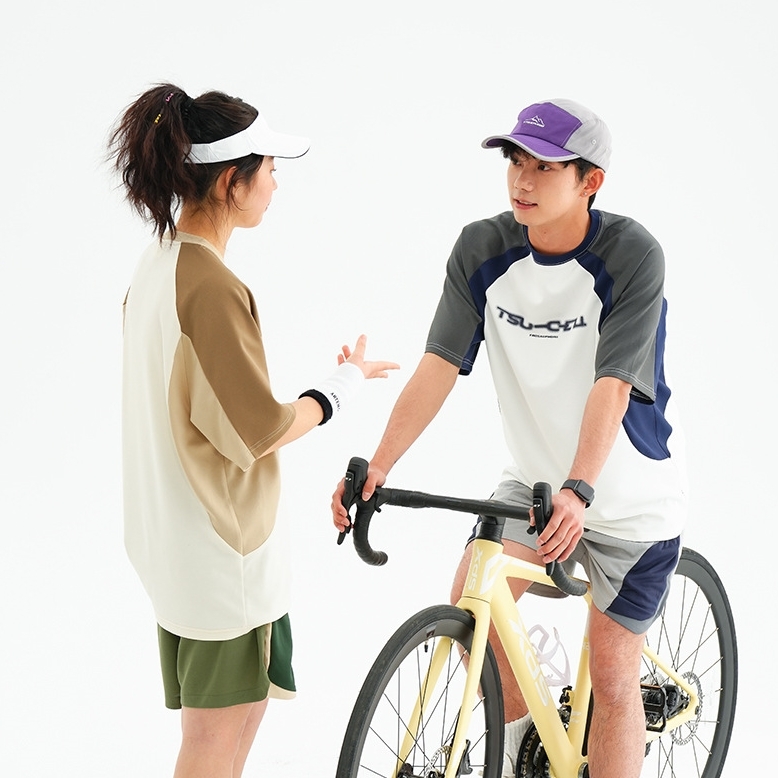 8M27 運動風拼接感落肩短棉TEE 三色