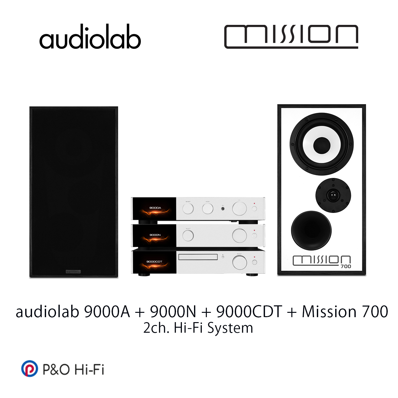 兩聲道音響系統 (audiolab 9000A + 9000N + 9000CDT(香檳銀) +Mission 700 [2 Color] )
