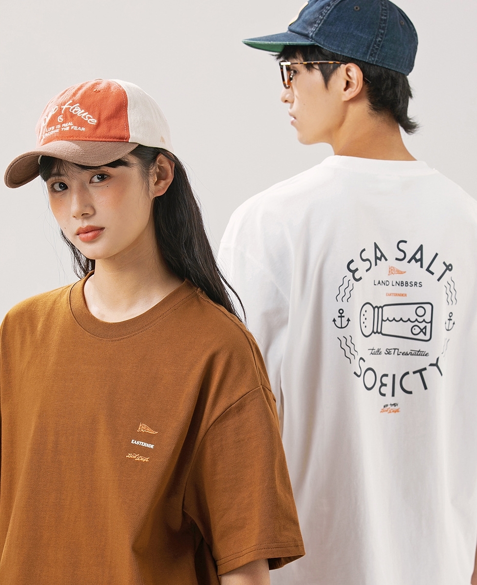 8M29  海洋元素雙面字母短棉TEE 三色