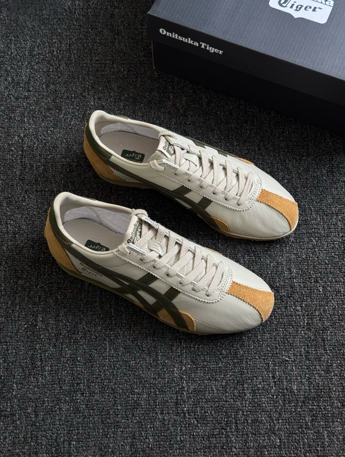 Onitsuka Tiger Runspark 鬼塚虎 抹茶貝果 墨綠色 黃色 皮革 復古 慢跑鞋 德訓鞋 1183B480-200/預購