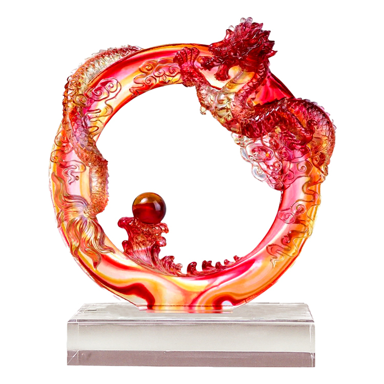 鹿港窯禮品館│琉璃 龍行大運 工藝品 擺件 書房 辦公室桌面 裝飾 龍年生肖禮物商務禮品