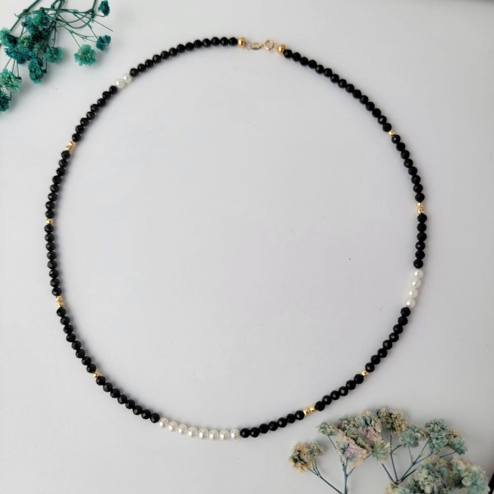 【me.luxe】K18黑尖晶石珍珠金珠串鍊