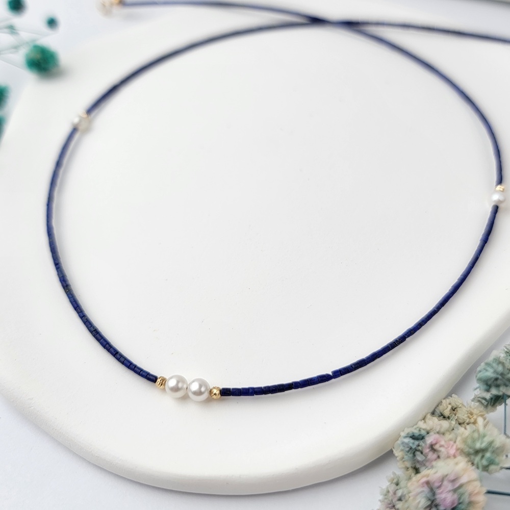 【me.luxe】K18青金石珍珠金珠串鍊