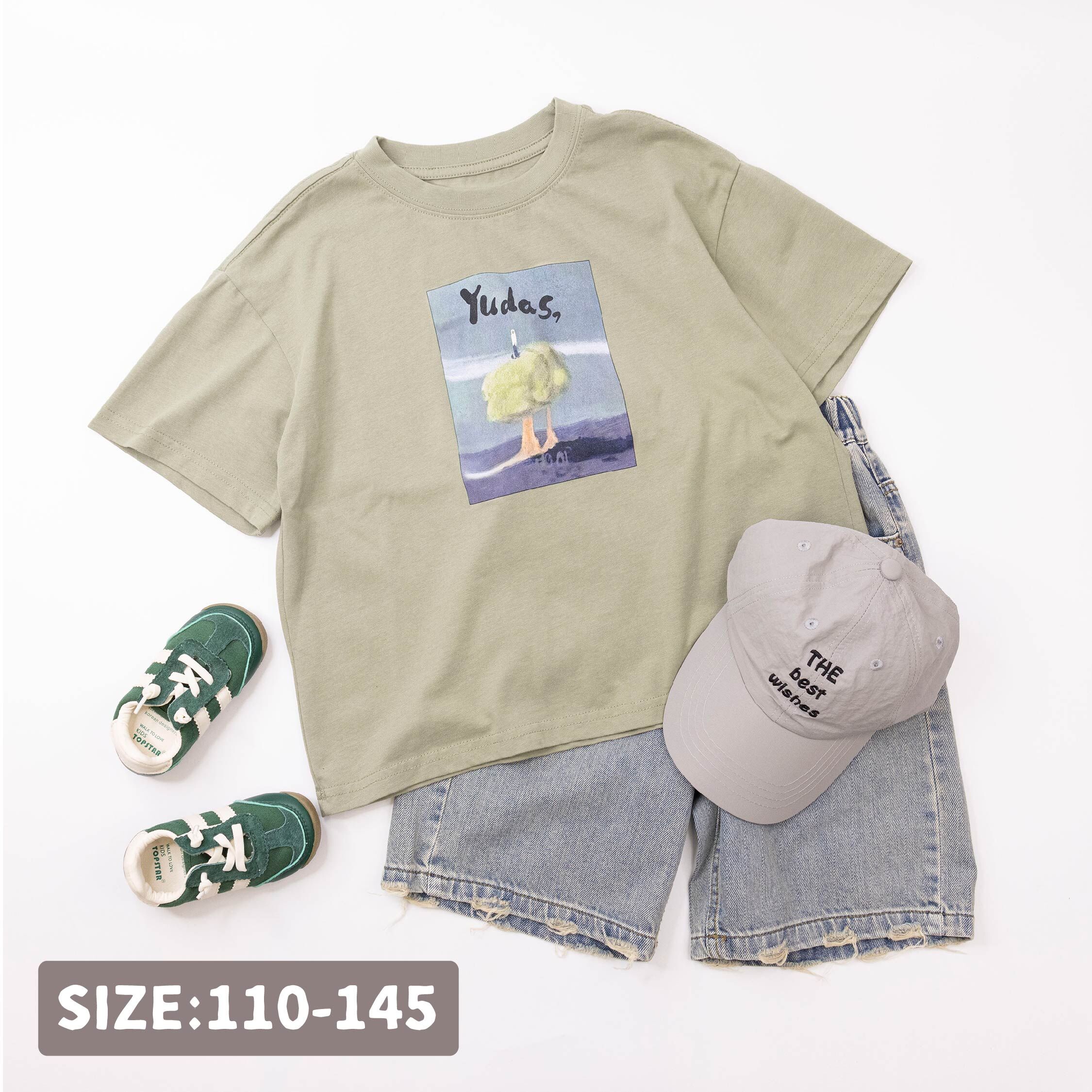 【H50785】蠟筆塗鴉風景畫上衣