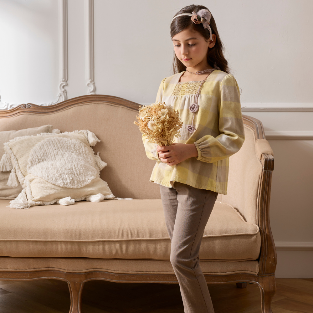 PIPPY簡約鬆緊腰圍彈性棉長褲 棕