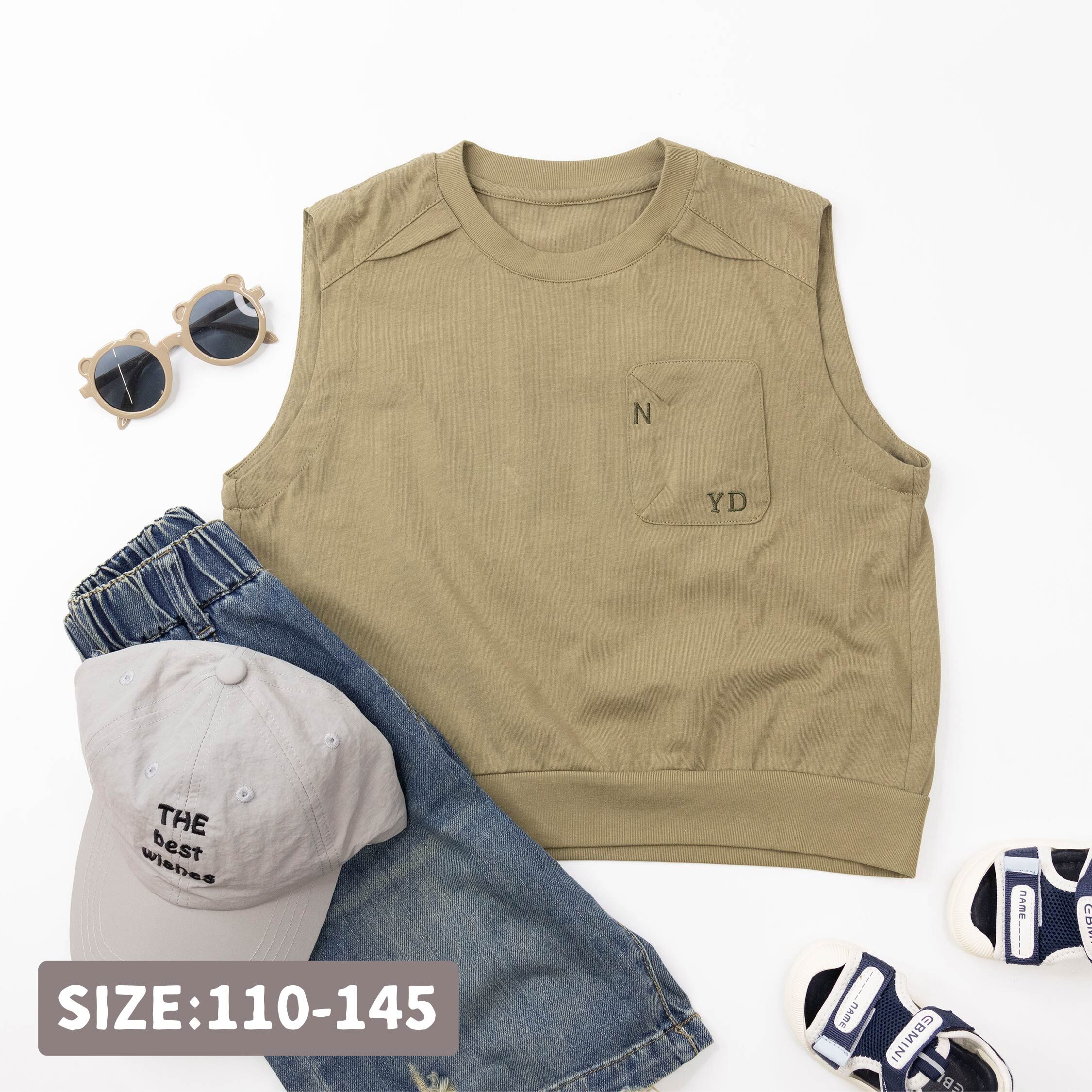 【H50782】藝術字母刺繡設計背心/上衣