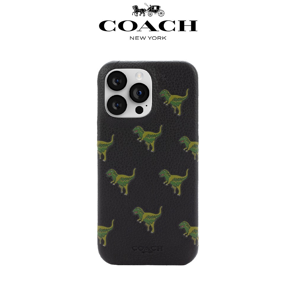 【COACH】iPhone 14 精品真皮手機殼 小恐龍
