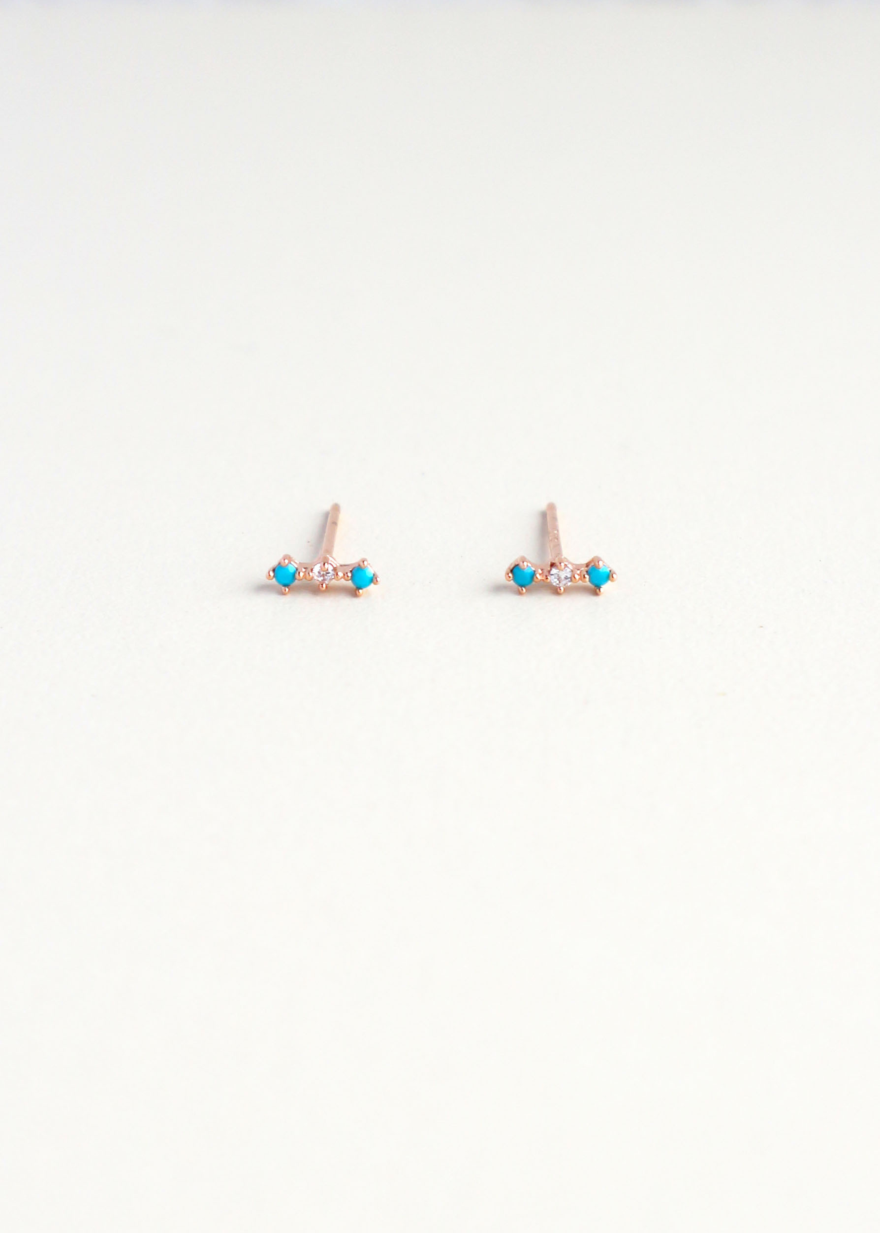 迷你湖水鑽純銀耳環-玫