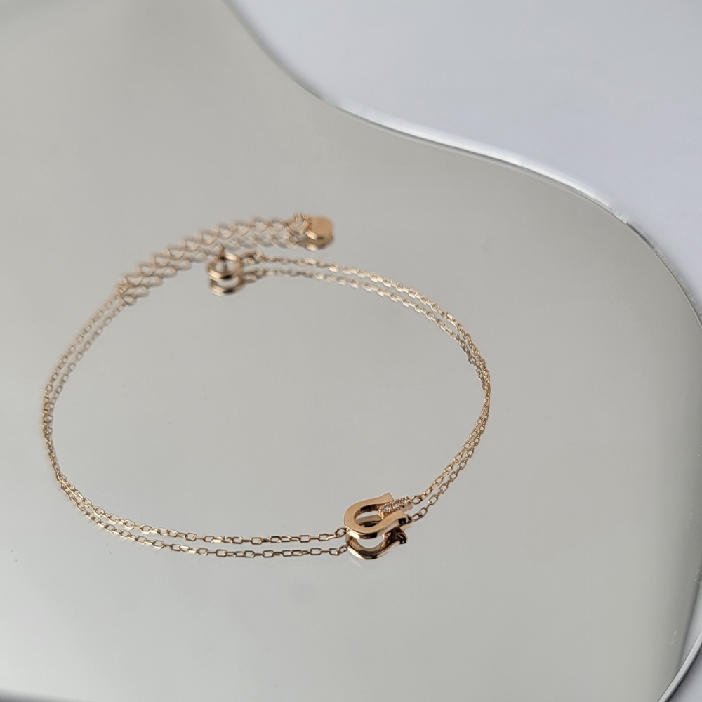 【me.luxe】K10馬蹄扣1分鑽石手鍊