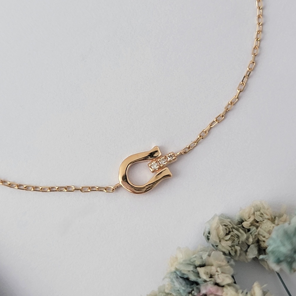 【me.luxe】K10馬蹄扣1分鑽石手鍊