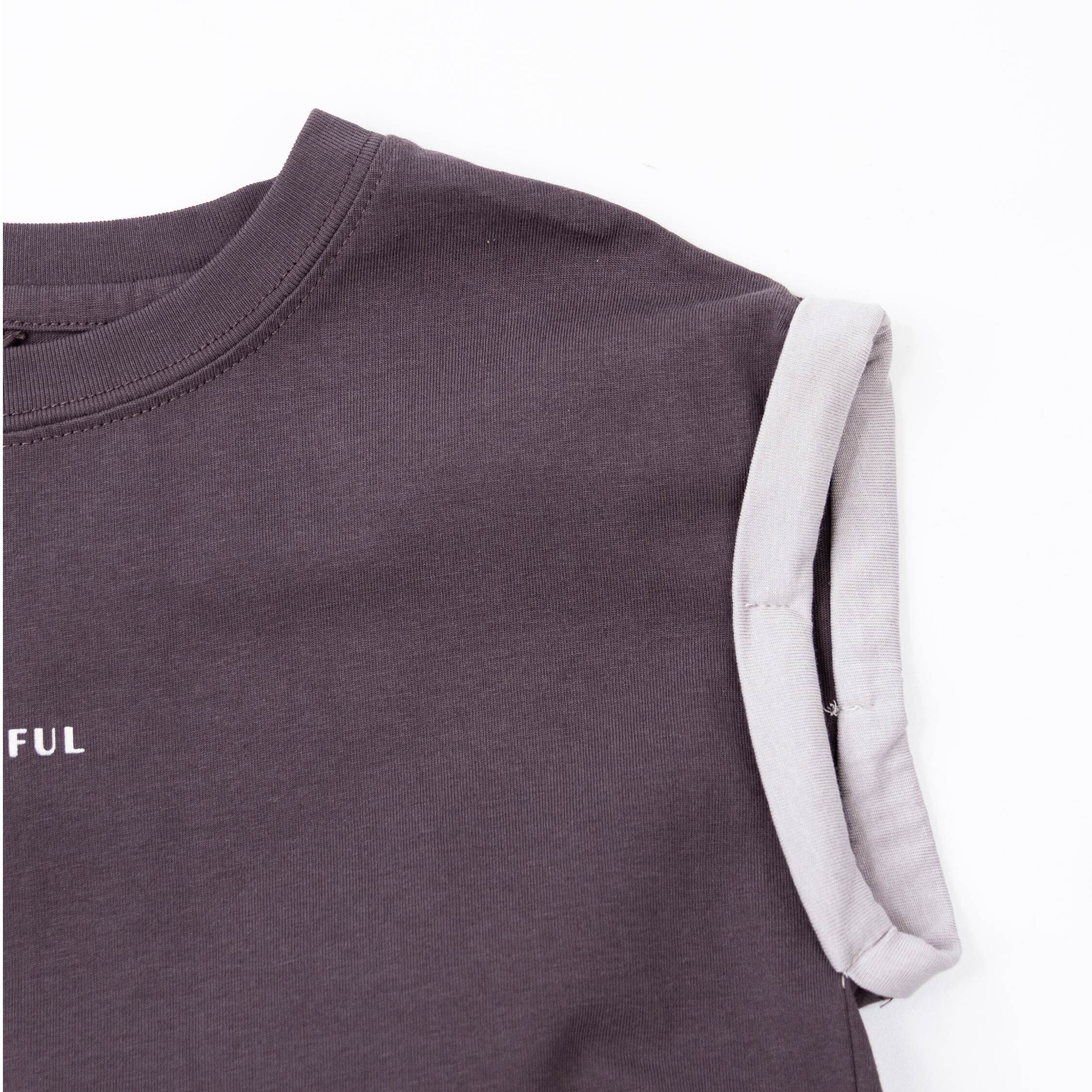 【H50784】帥氣反褶袖後開岔設計背心/上衣