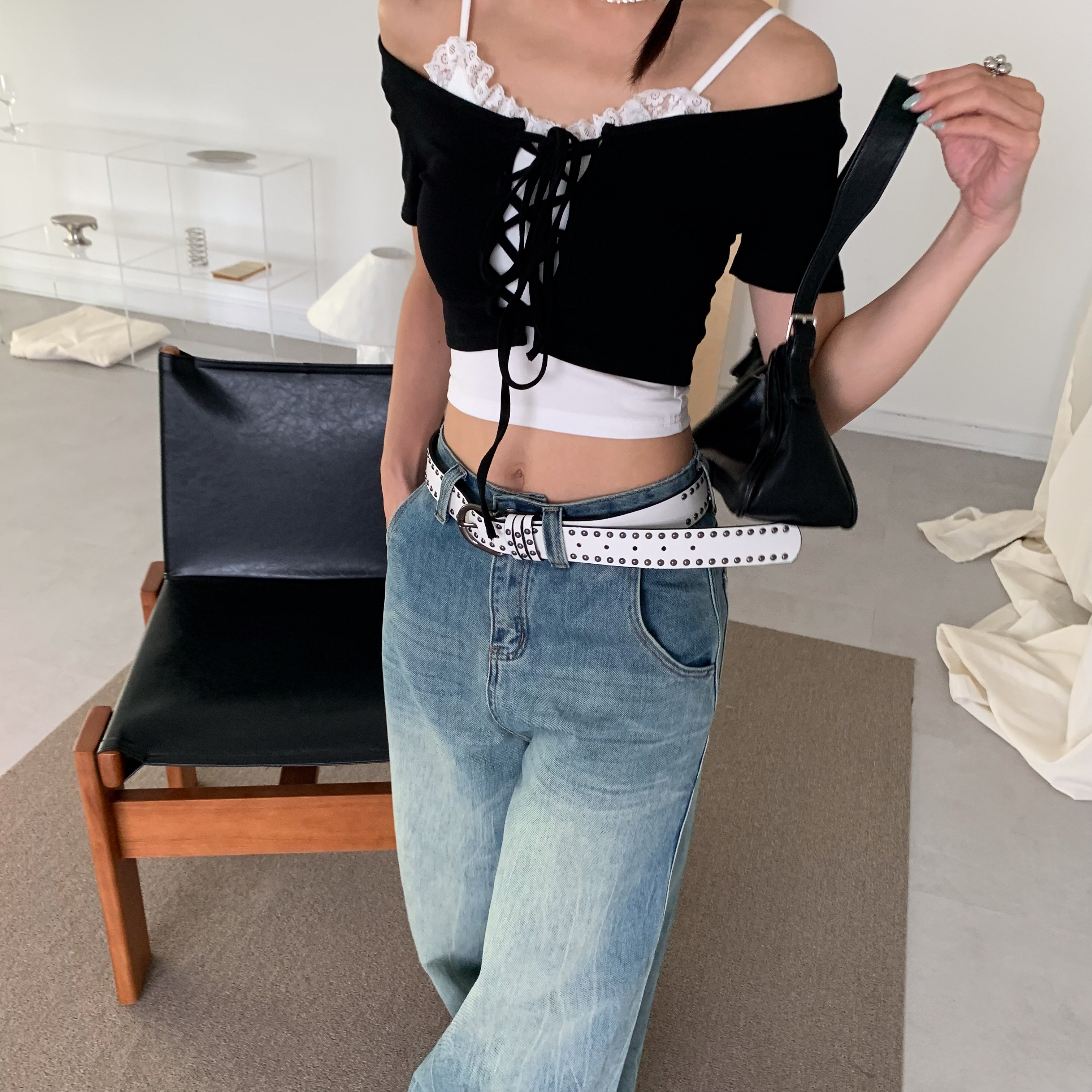 ISA_不費力穿搭 美式加辣!朋克鉚釘皮革腰帶_57053