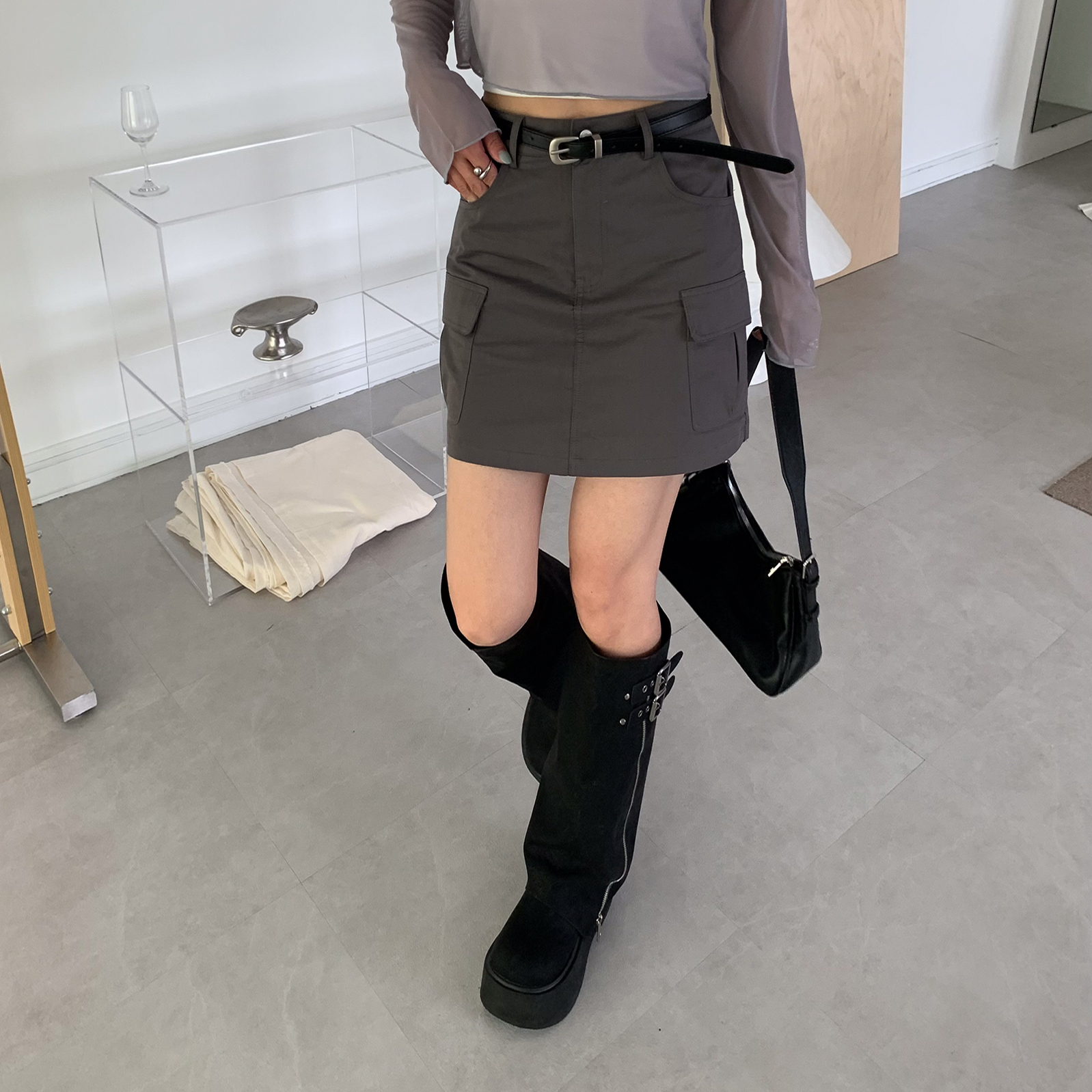 ISA_甜酷狙擊 (附皮帶)你不能沒有的工裝褲裙_57043