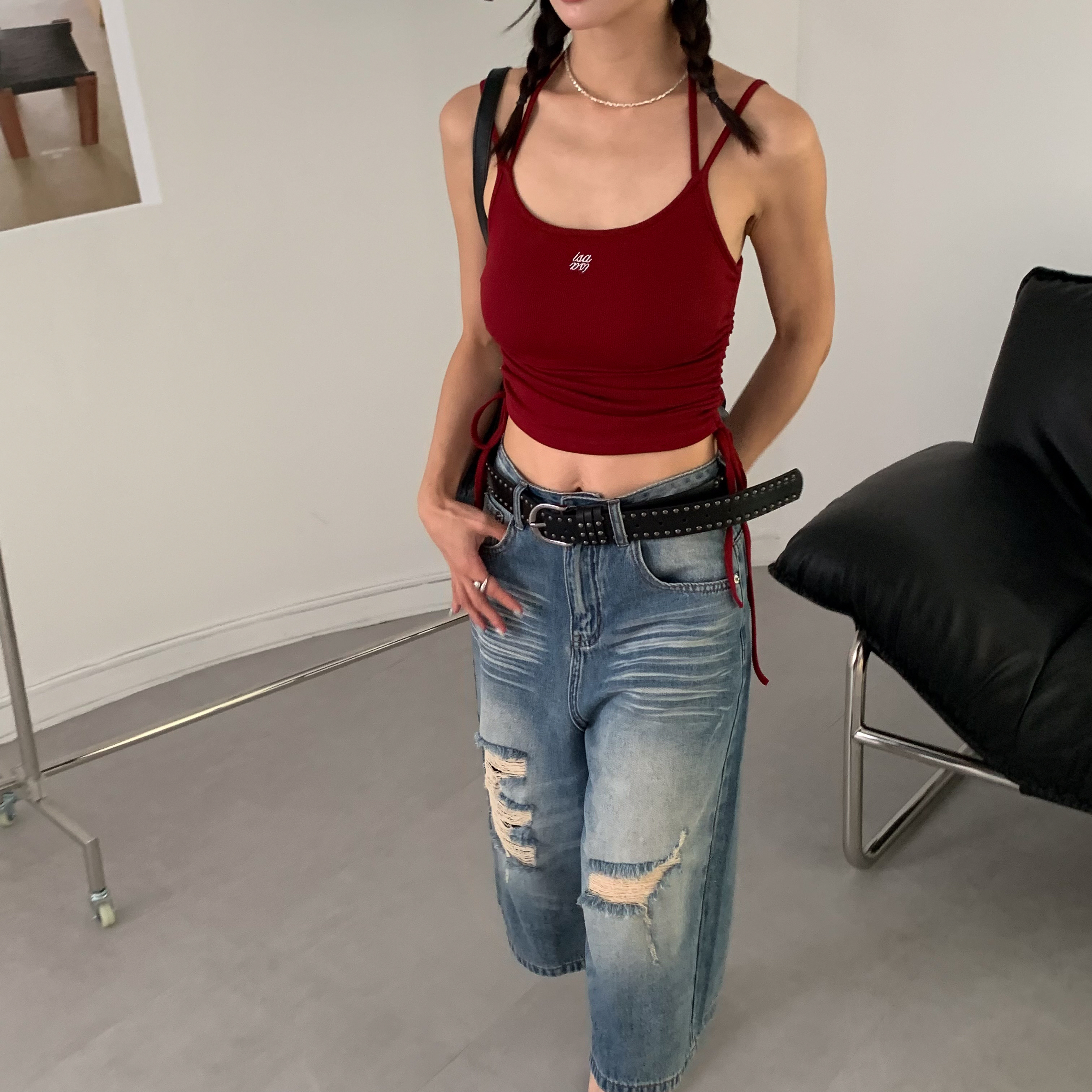 ISA_不費力穿搭 美式加辣!朋克鉚釘皮革腰帶_57053