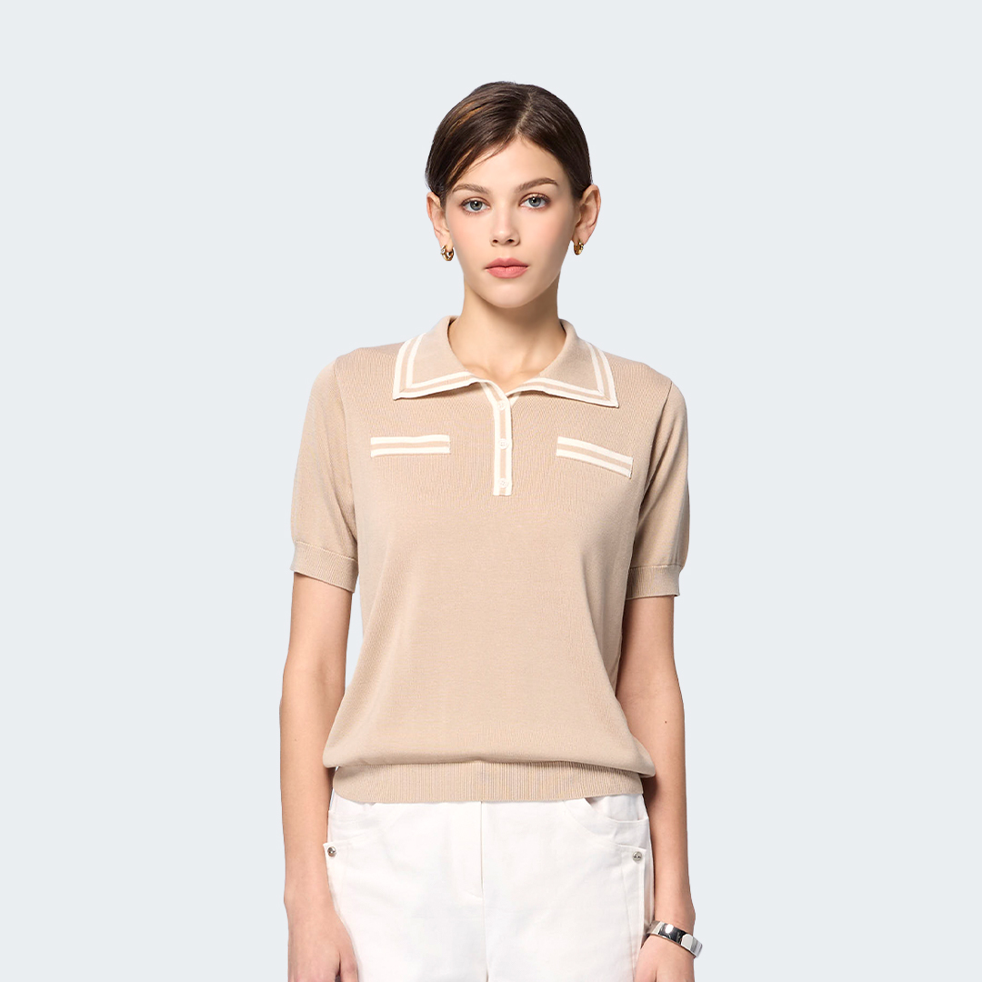 法式優雅翻領針織衫