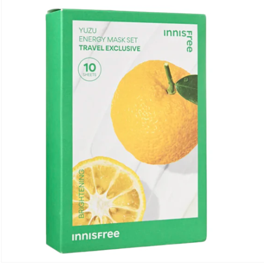 Innisfree｜柚子能量面膜 10片裝｜滋潤保濕、美白亮肌