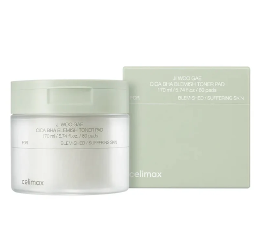 celimax｜Jiwoogae Cica BHA Blemish Toner Pad 祛痘爽膚棉 60pads