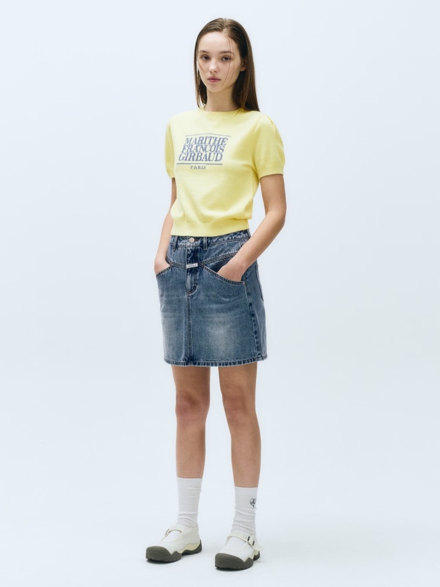 韓國 Marithe François Girbaud MFG 針織經典 LOGO 短袖 黃色