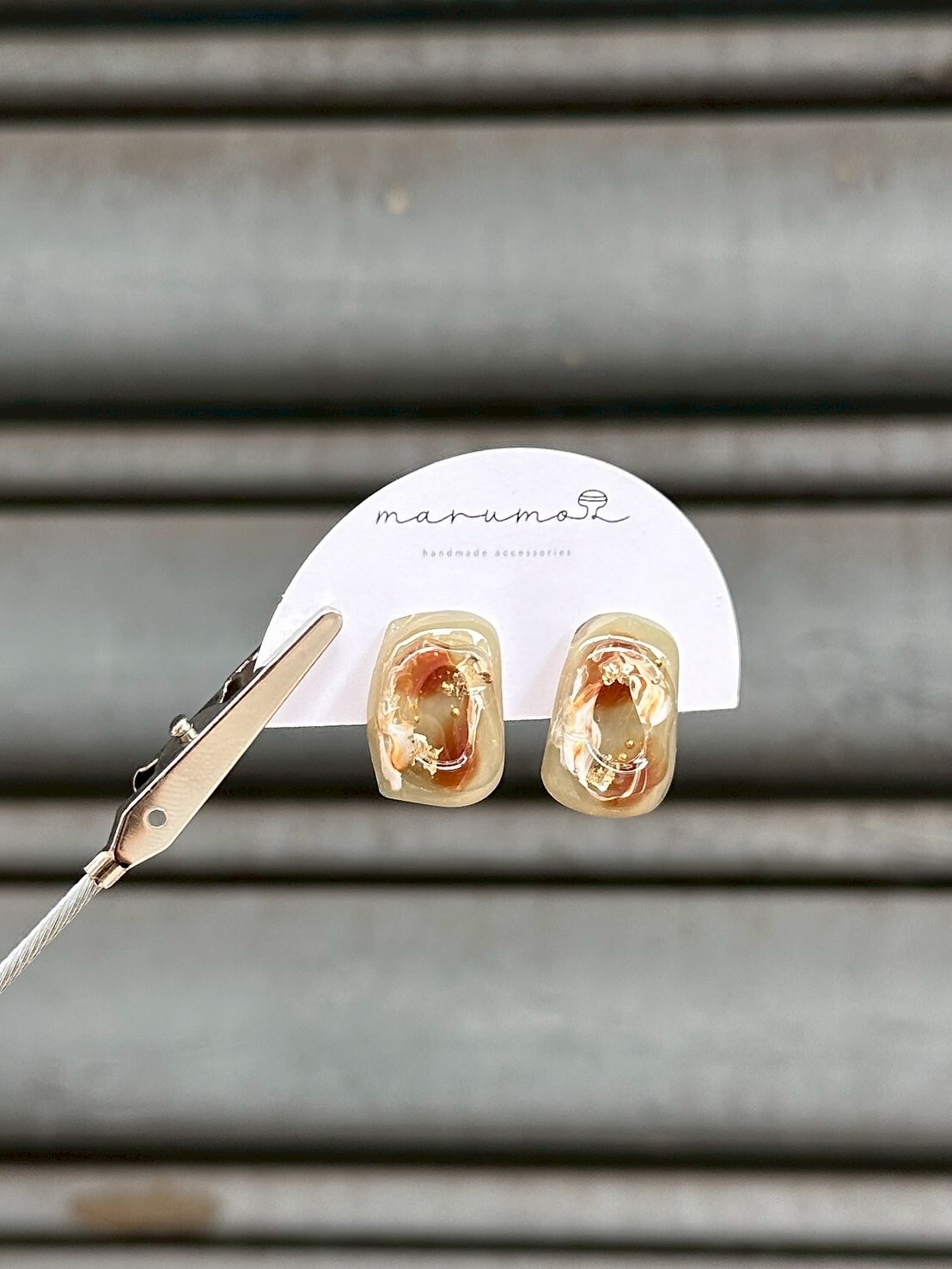 [marumo] nuance marble/khaki | 耳夾 | NO.35