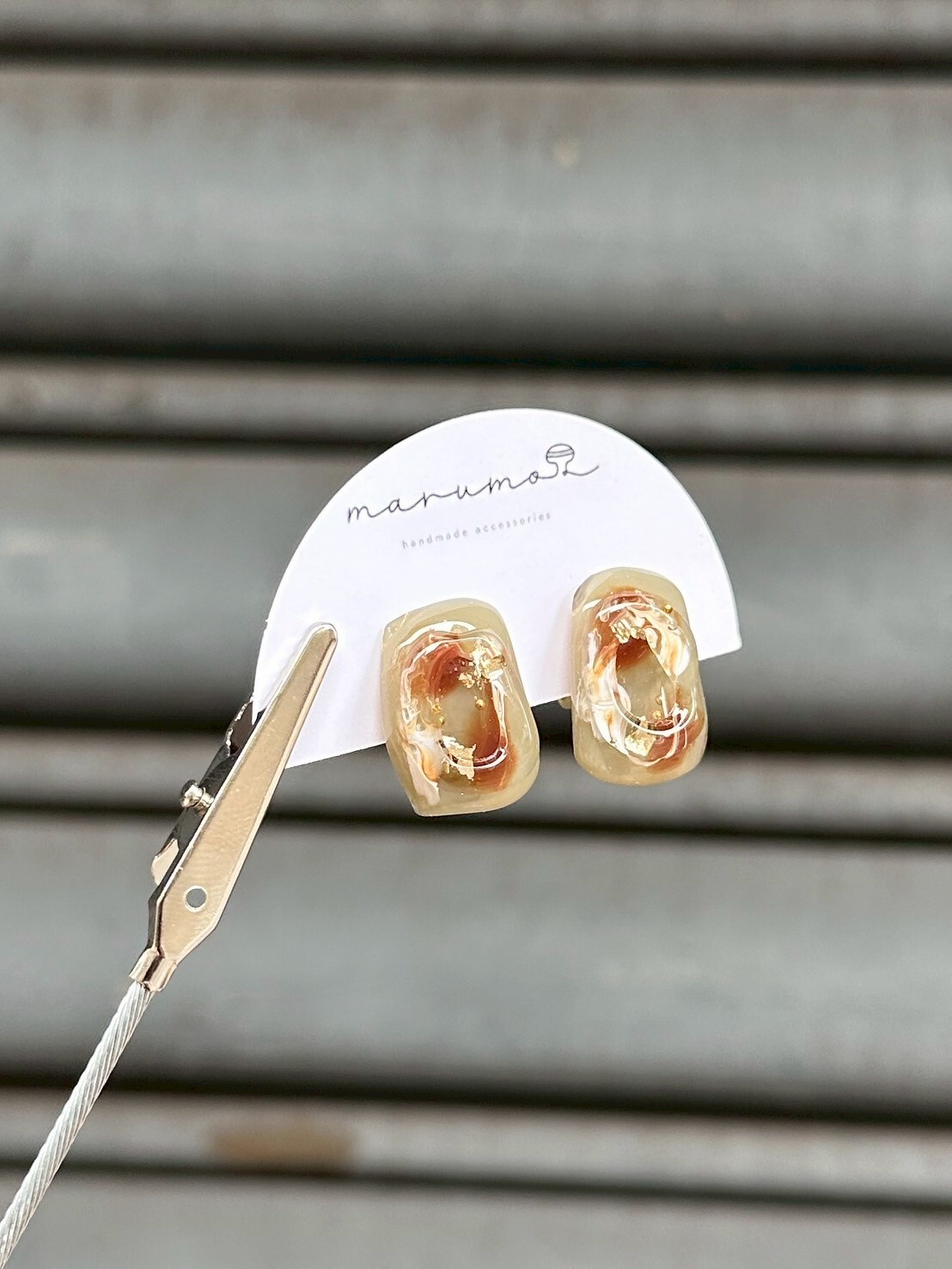 [marumo] nuance marble/khaki | 耳夾 | NO.35
