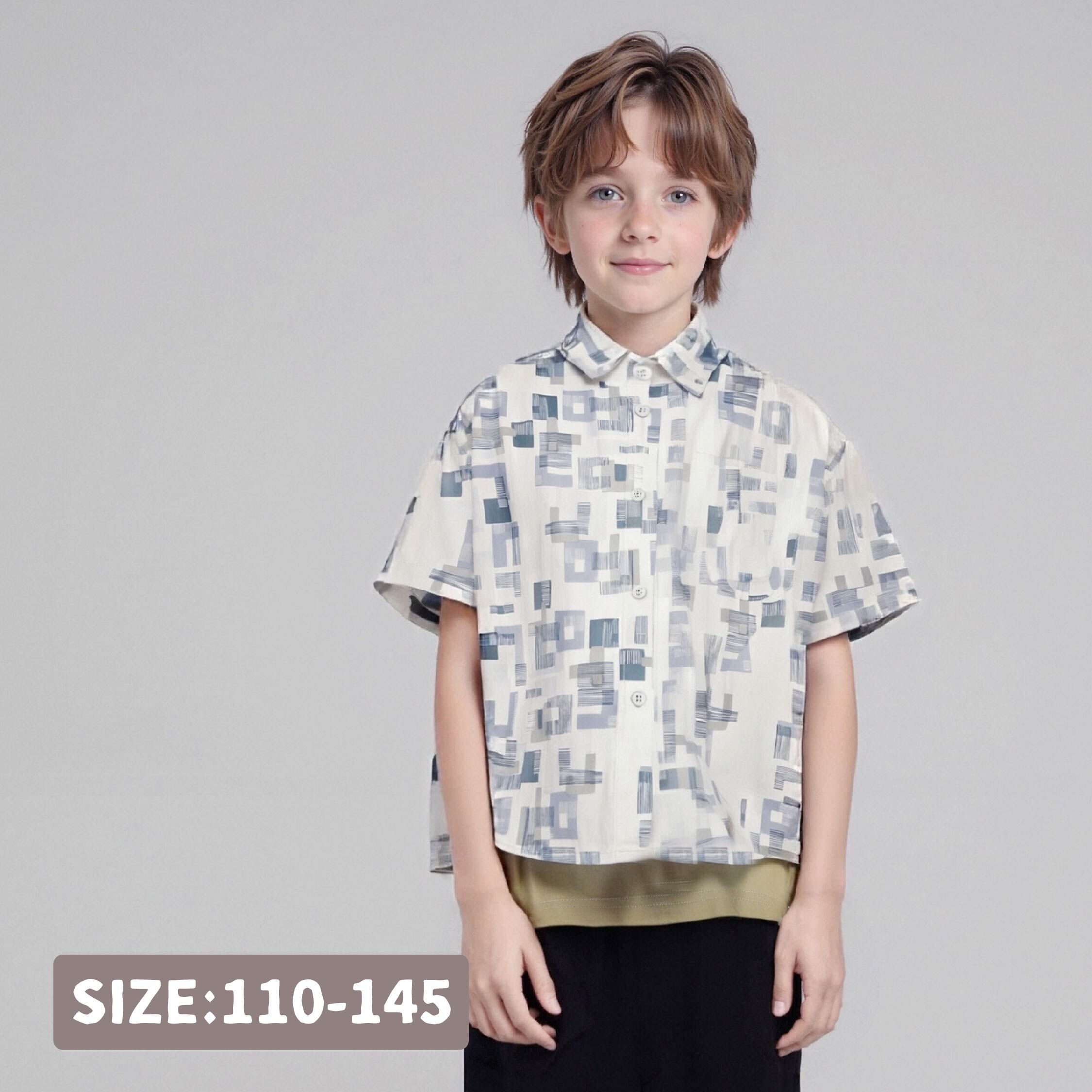 【H50791】線條幾何圖形設計襯衫/上衣